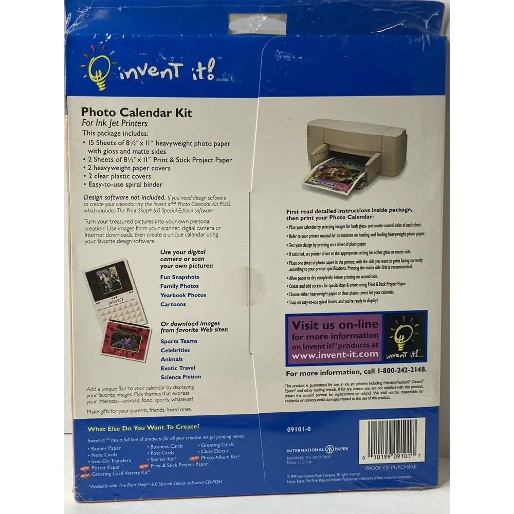 Invent It! Photo Calendar Kit - 15 Double Sided Sheets - New!